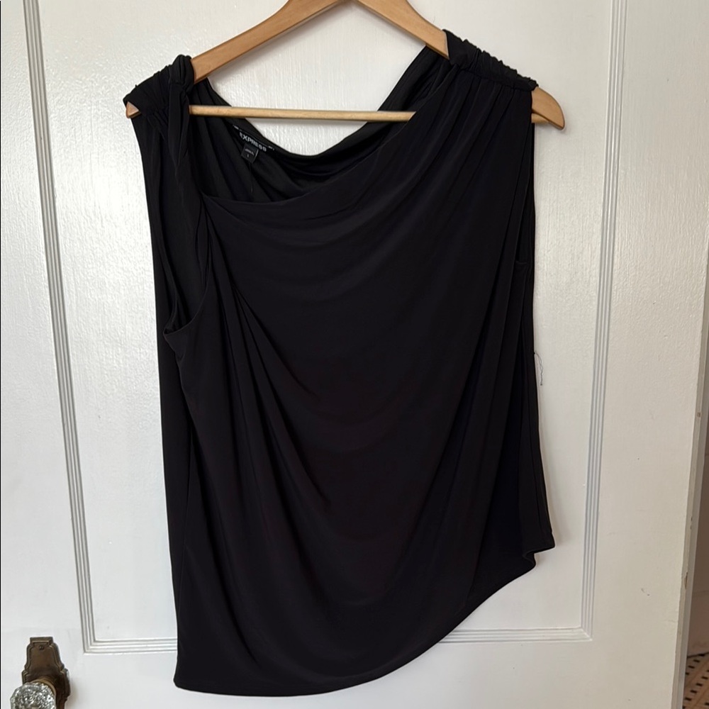 Express Black Draped Sleeveless Top